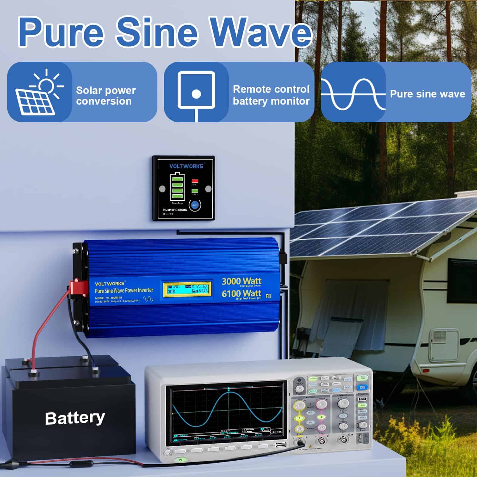 Inversor de onda sinusoidal pura de 3000 vatios 3000W 12V a - Imagen 8