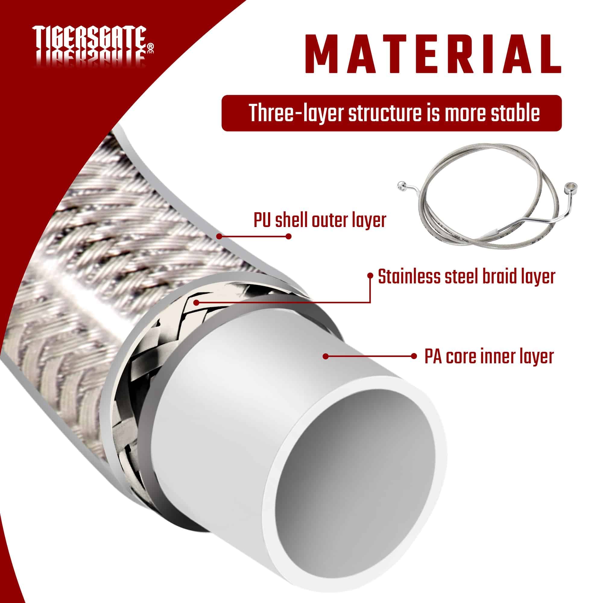 TIGERSGATE Kit de Cable de Embrague Hidráulico de 14" Ape - Imagen 4
