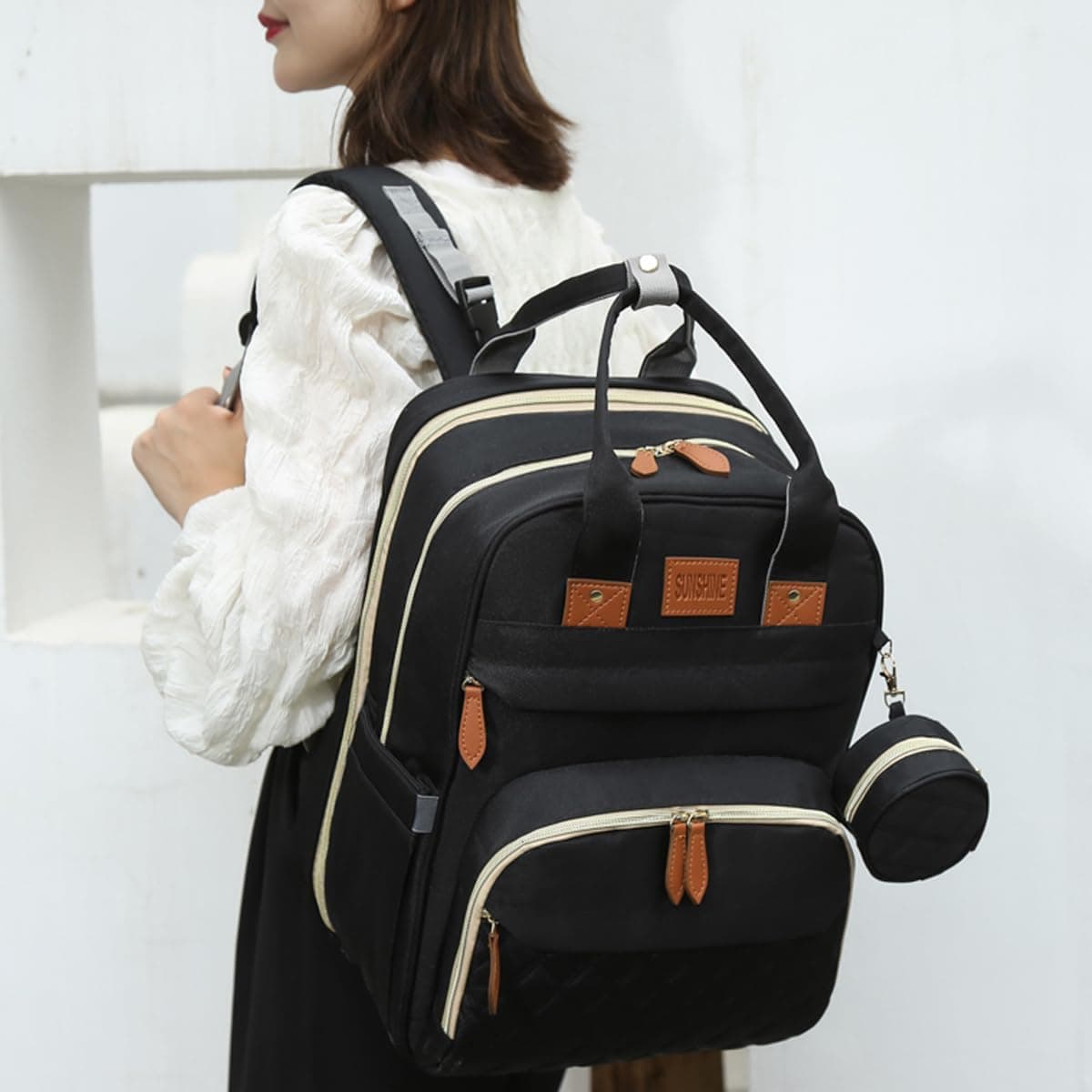 Mochila para pañales Apexmode, Bolsa de viaje -Gris - Imagen 4