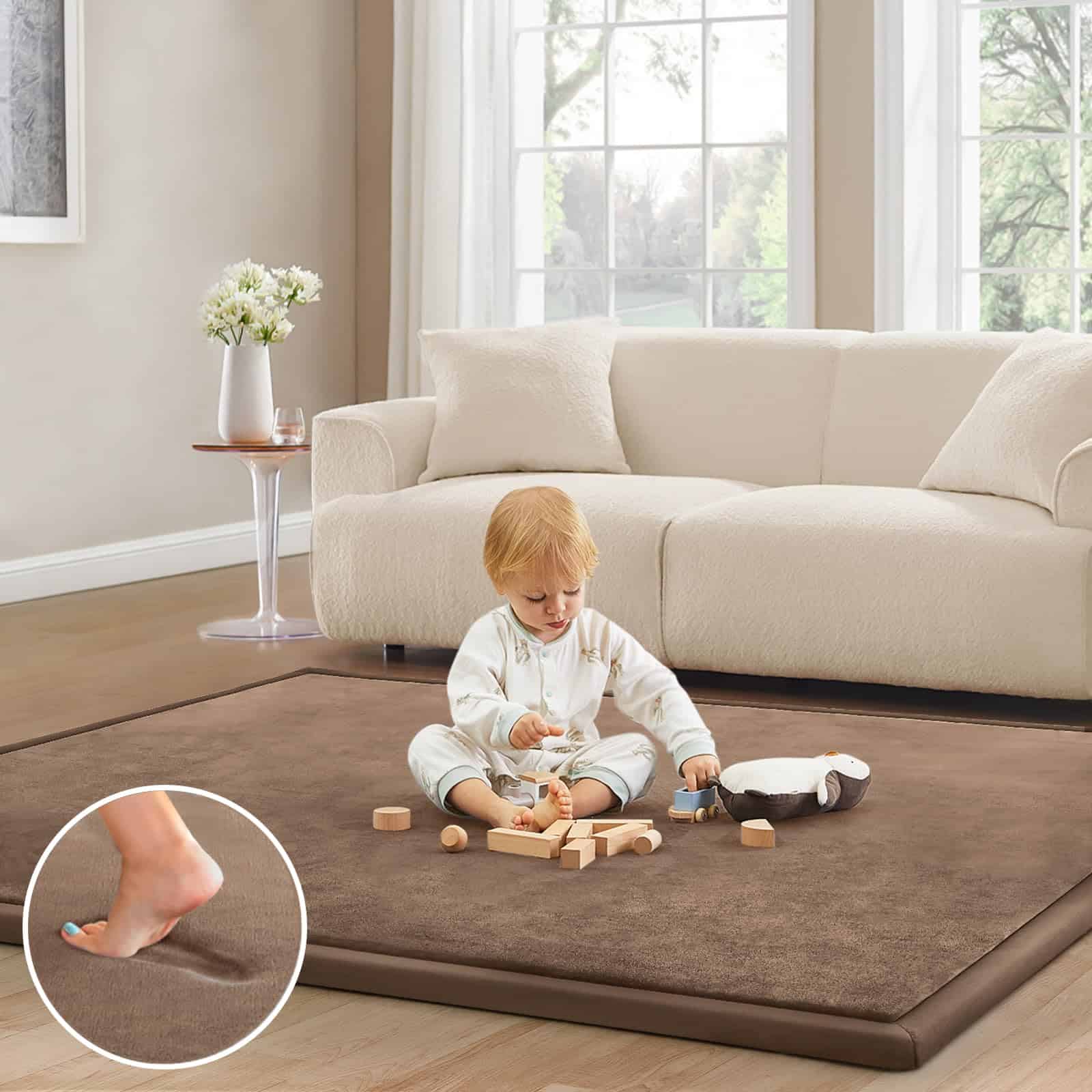 Tapete de Juego para Bebés ILPEOD para el Piso -Café