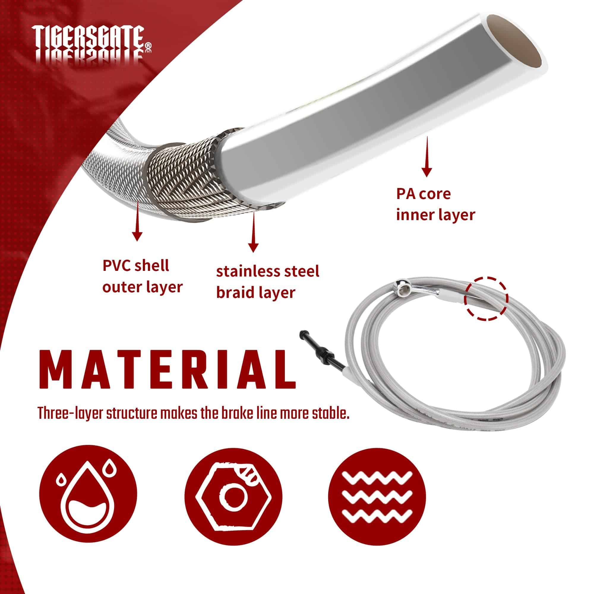 Cable de Embrague Hidráulico de Acero Inoxidable TIGERSGATE - Imagen 4