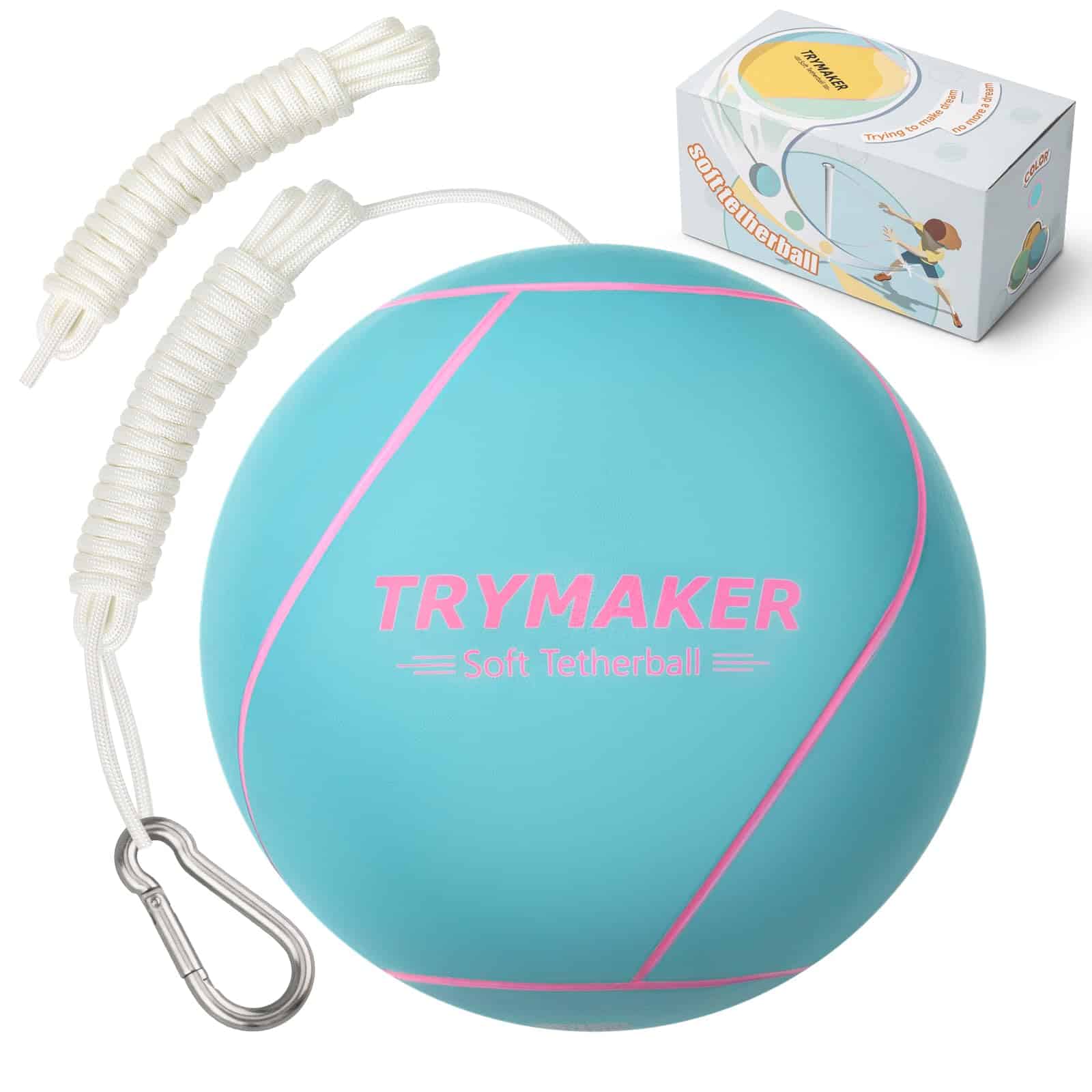 Pelota y cuerda de tetherball Trymaker, juego -Rosado Playa
