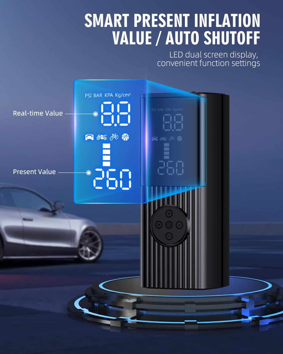 Inflador de Neumáticos Compresor de Aire Portátil, 180PSI y - Imagen 6