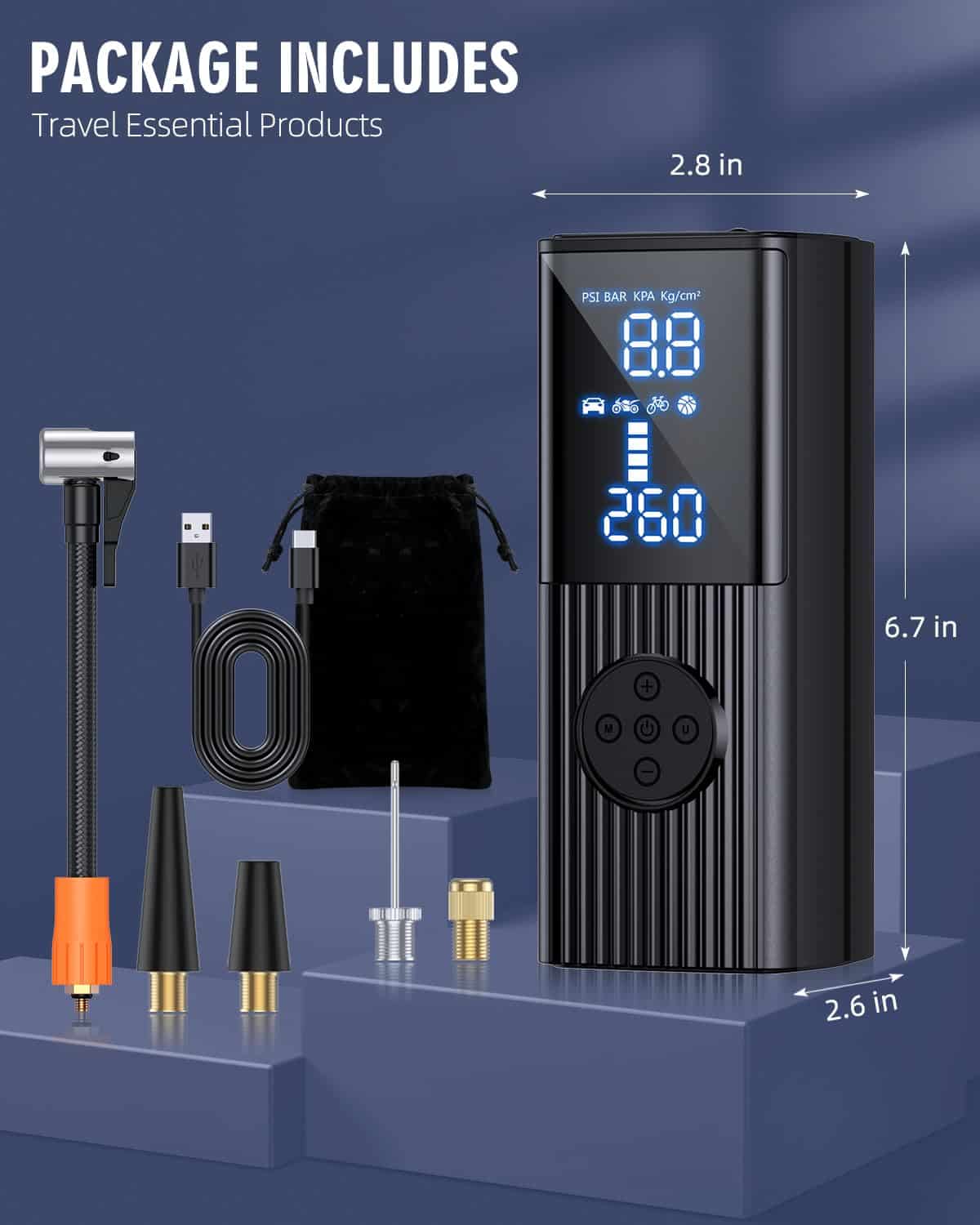 Inflador de Neumáticos Compresor de Aire Portátil, 180PSI y - Imagen 9