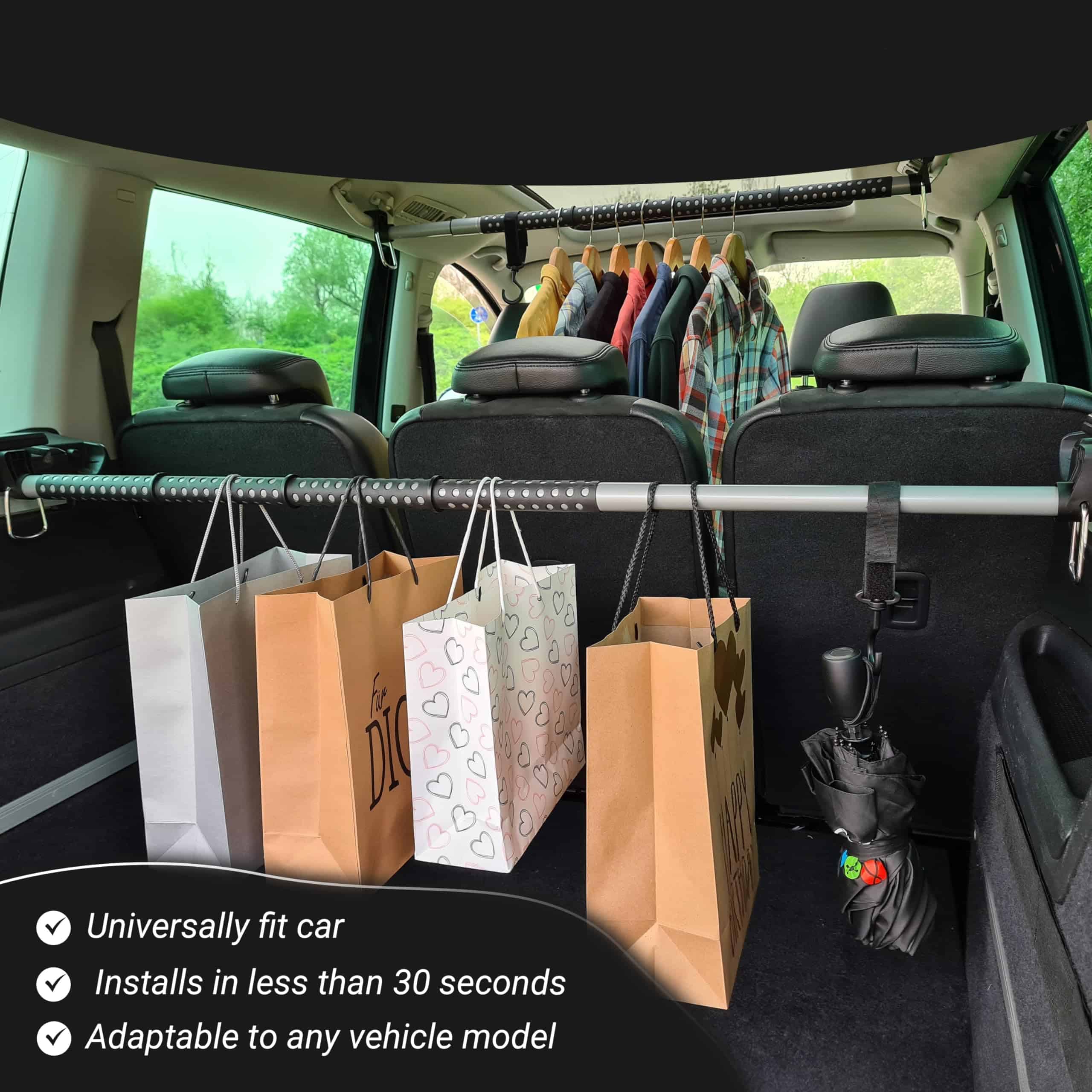 Barra para Ropa de Coche MEVLEM, Calidad Premium, Barra - Imagen 8