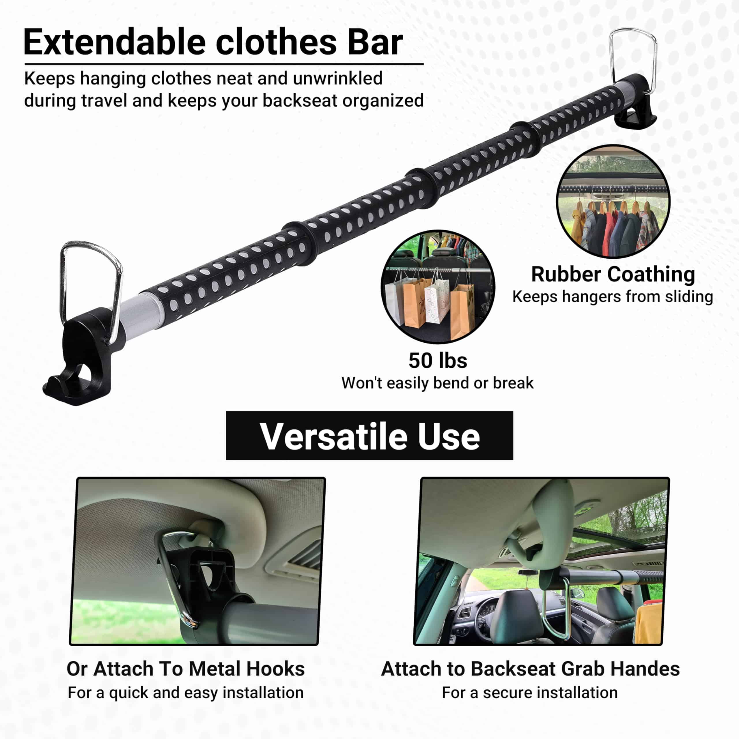 Barra para Ropa de Coche MEVLEM, Calidad Premium, Barra - Imagen 6