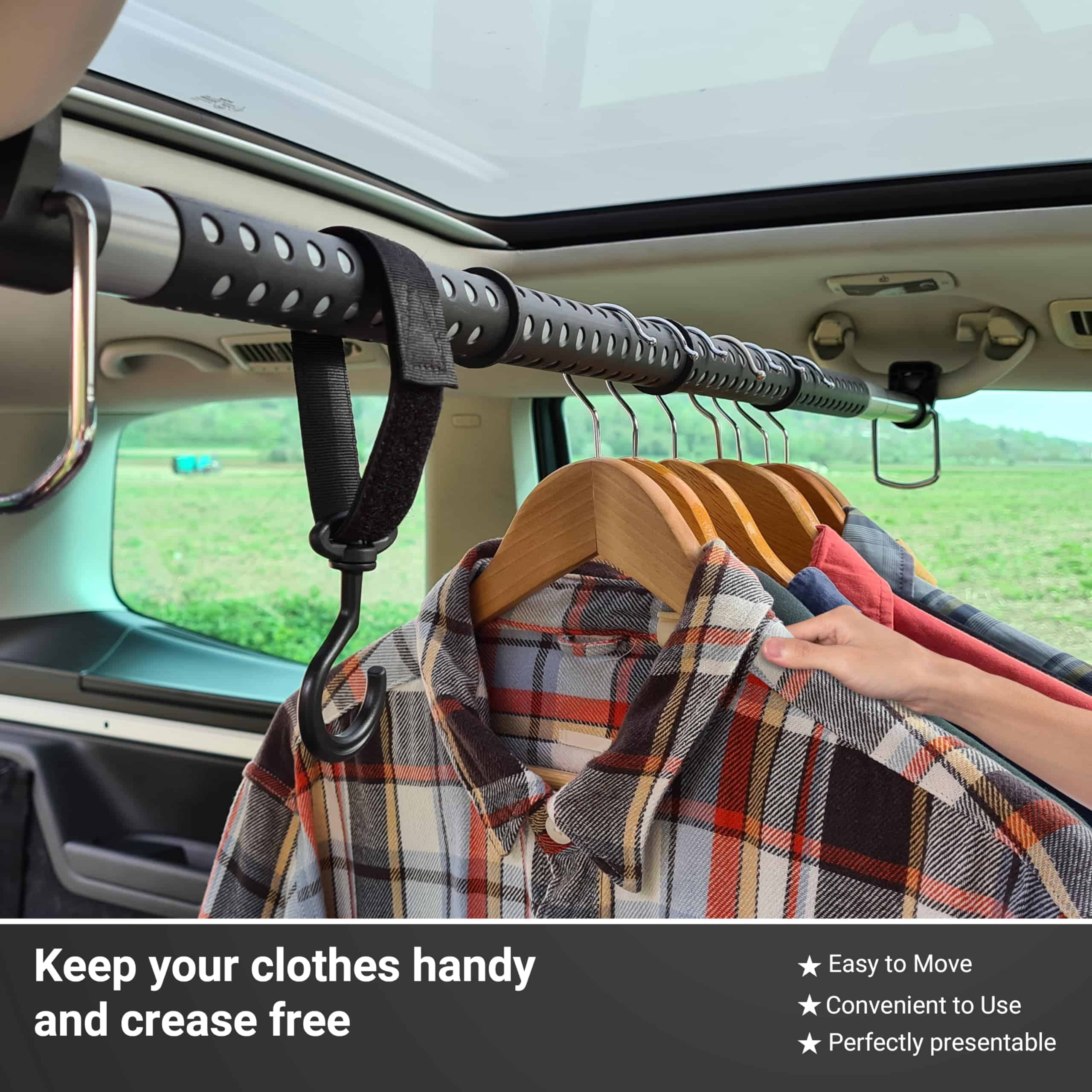 Barra para Ropa de Coche MEVLEM, Calidad Premium, Barra - Imagen 3