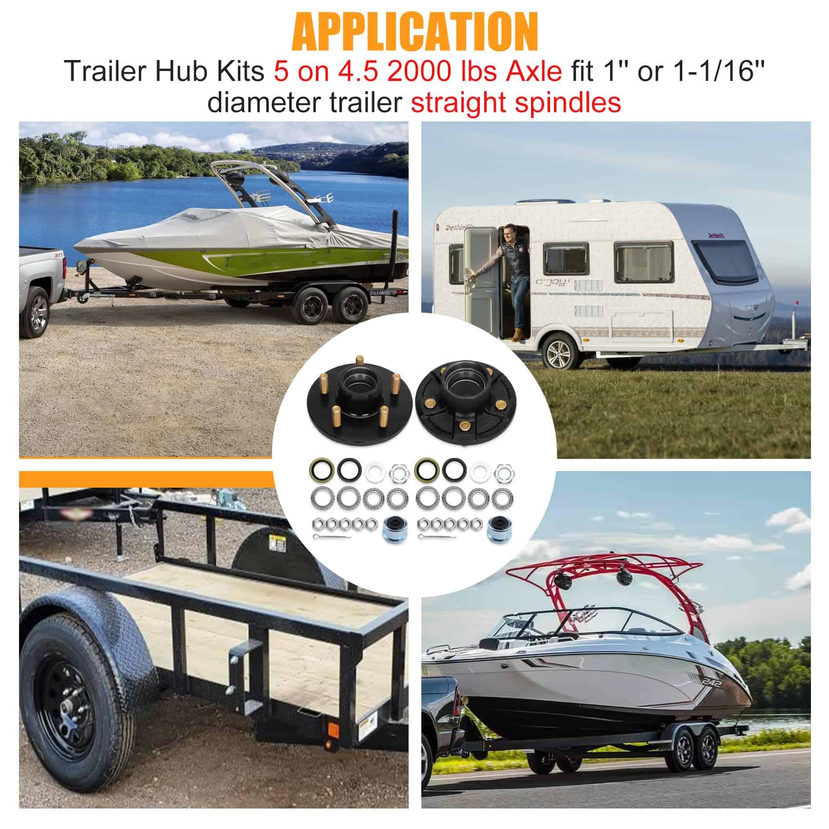 Kit de Cubo de Rueda de Remolque 2000 lbs - 2 Sets 5 Pernos - Imagen 8