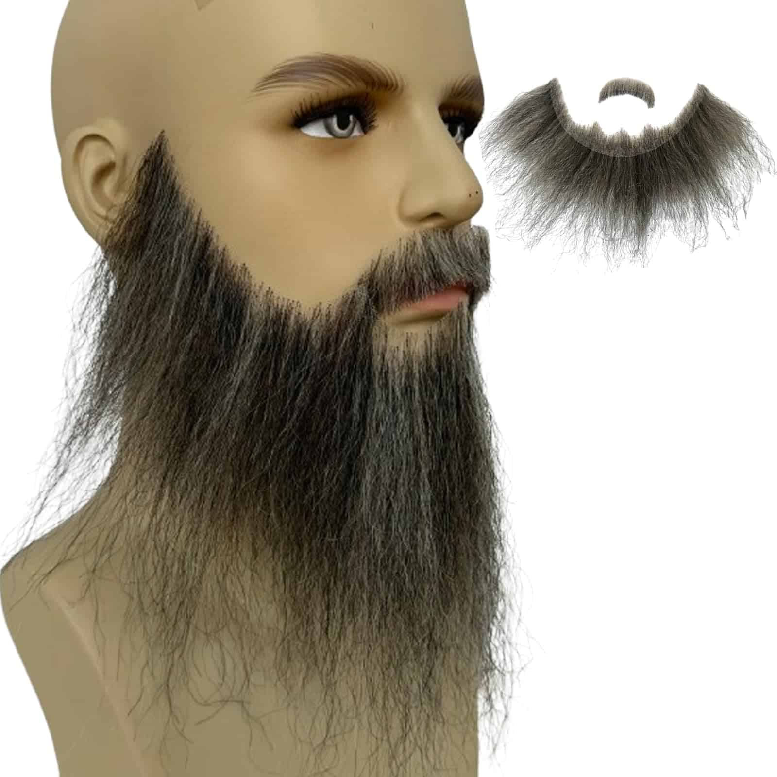 Barba Falsa de Pelo Humano Hecha a Mano Completa Barba