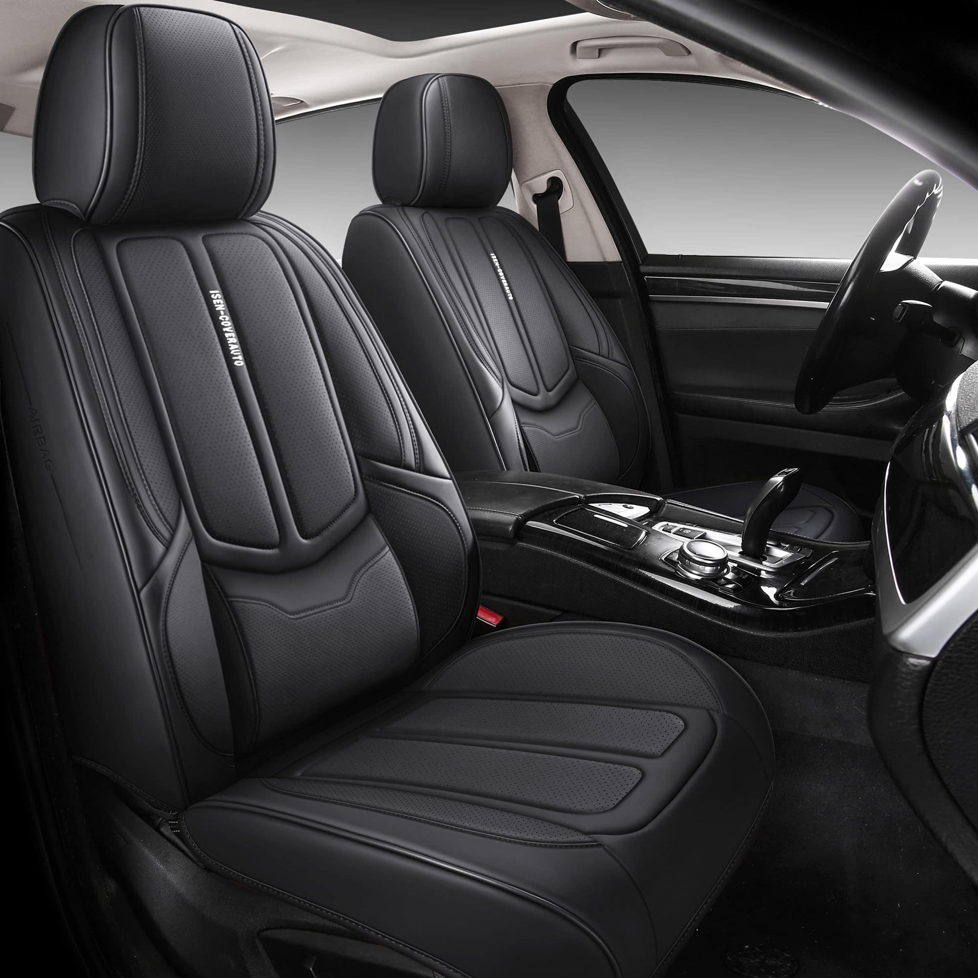 Cubiertas de Asiento de Coche de Cuero Falso -Negro