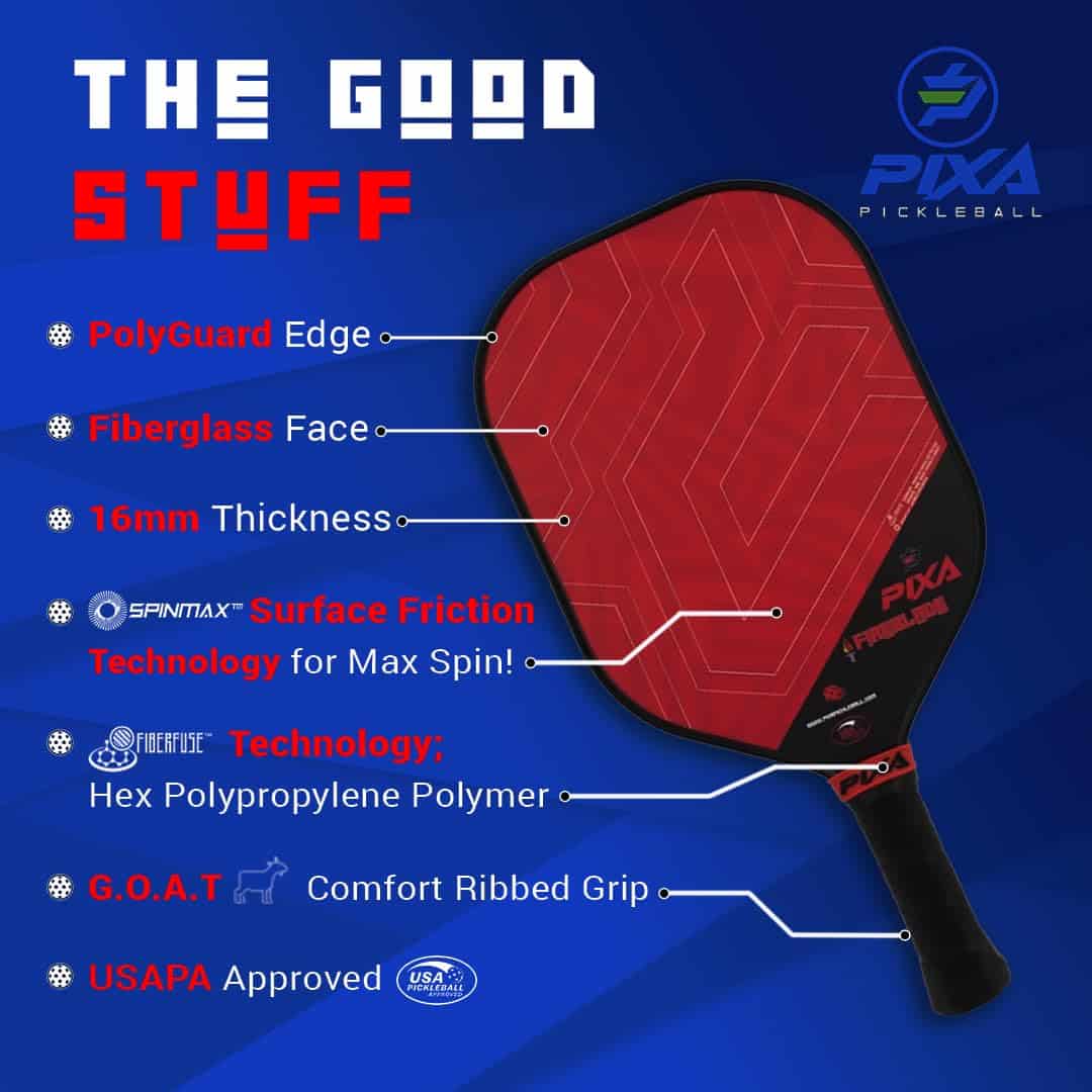 Conjunto de 2 palas de pickleball PIXA Fireblade 16mm - Imagen 5