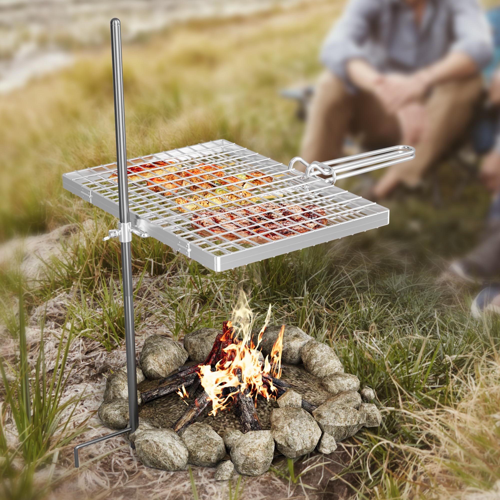 Parrilla para Fogata SUZLON, Estaca y Parrilla Reversible - Imagen 9