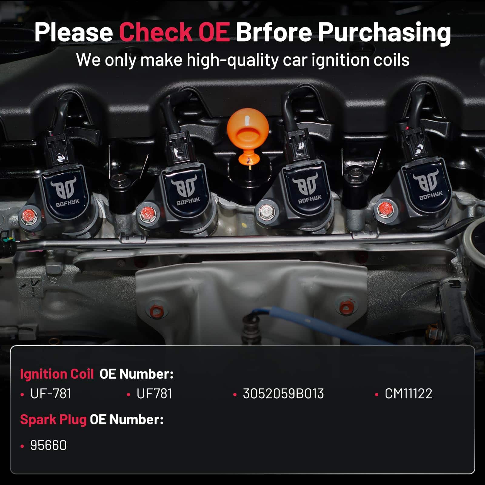 Paquete de 4 Bobinas de Encendido UF781 y 4 Bujías de - Imagen 6