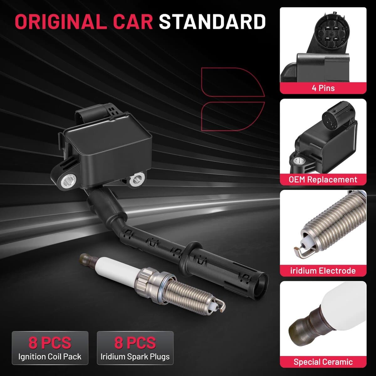 Bobina de Encendido UF733 y 8 Bujías de Iridio ZR6SII3320 - Imagen 5