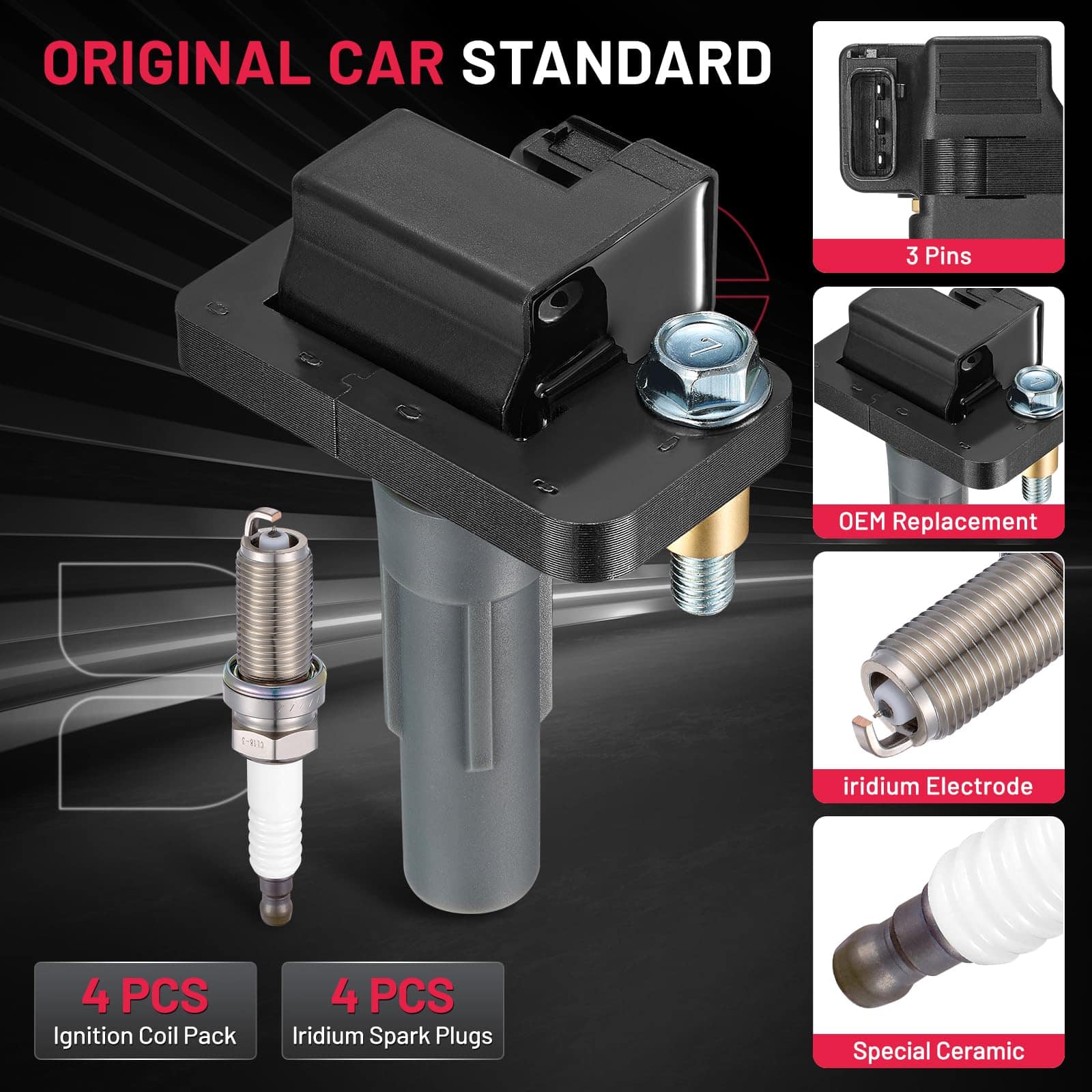 Paquete de 4 Bobinas de Encendido UF665 y 4 Bujías de - Imagen 5