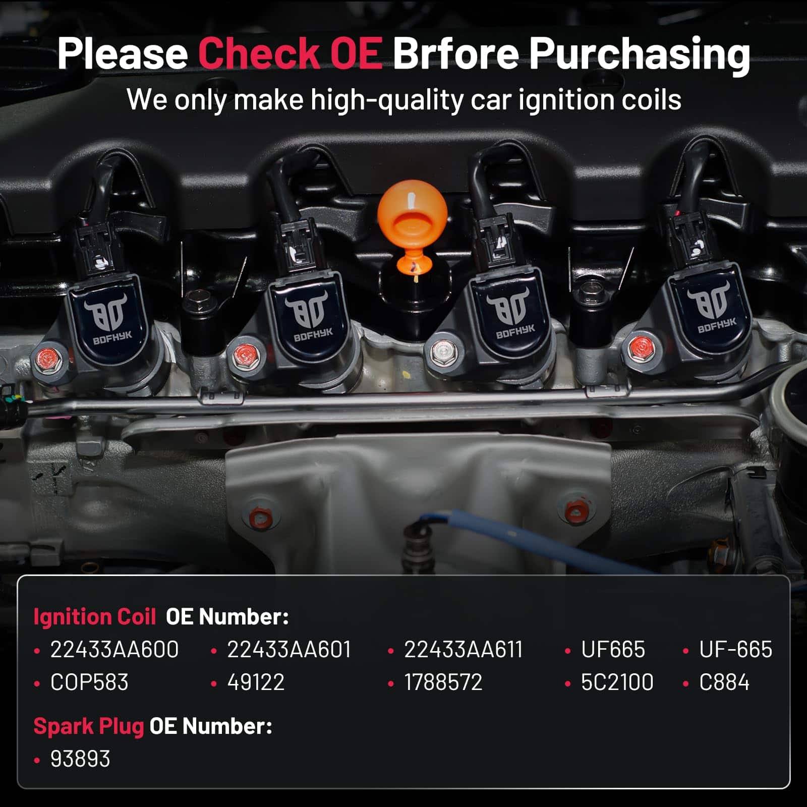 Paquete de 4 Bobinas de Encendido UF665 y 4 Bujías de - Imagen 6