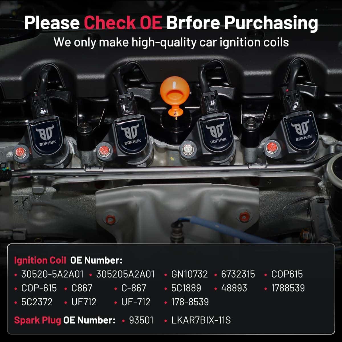 Paquete de 4 bobinas de encendido UF712 y 4 bujías de - Imagen 6