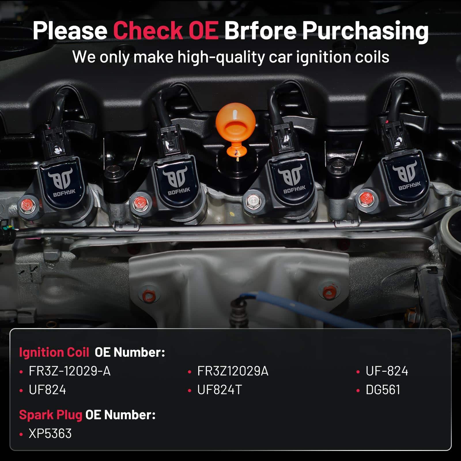 Paquete de 8 Bobinas de Encendido UF824 y 8 Bujías de - Imagen 6