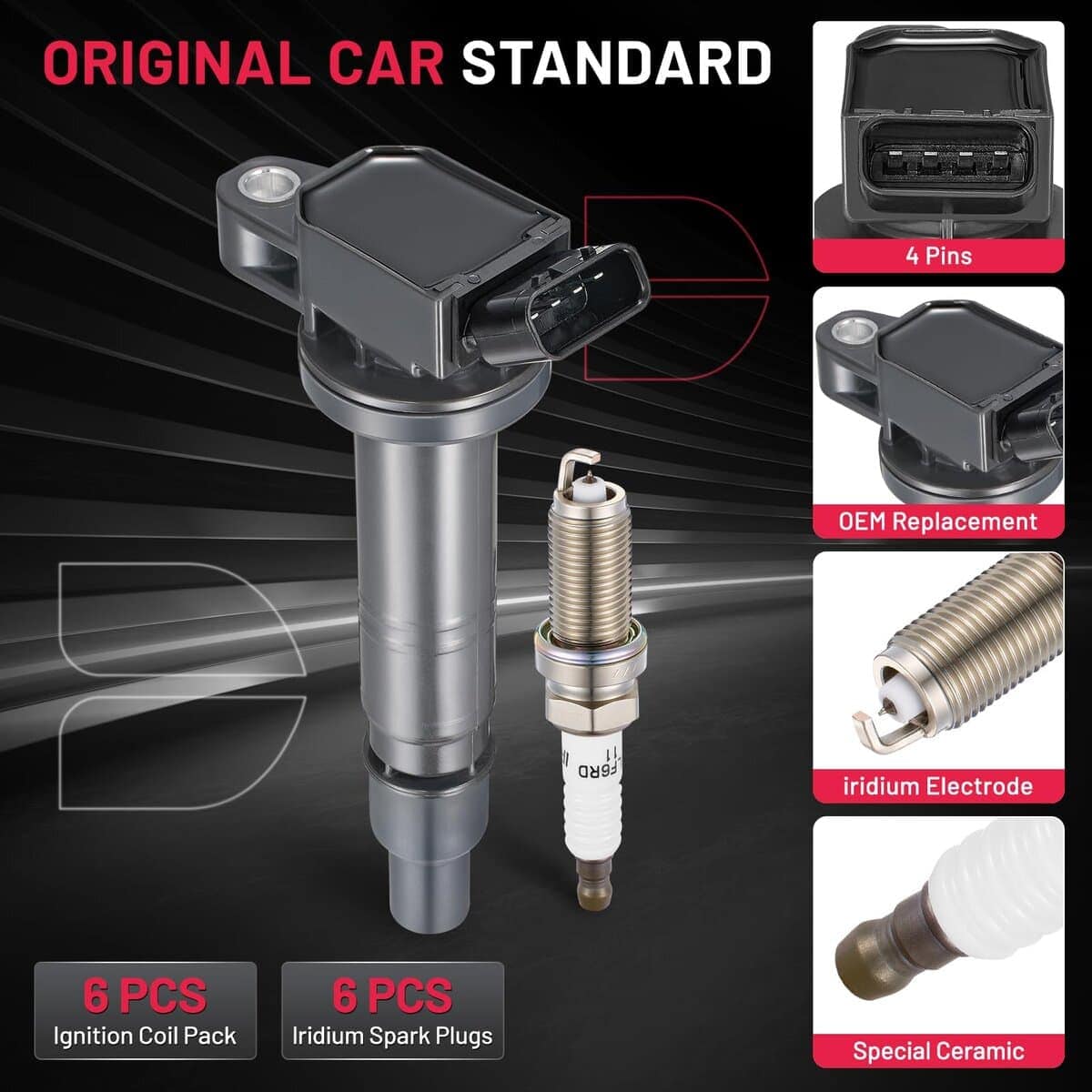 Paquete de 6 Bobinas de Encendido UF495 y 6 Bujías de - Imagen 5