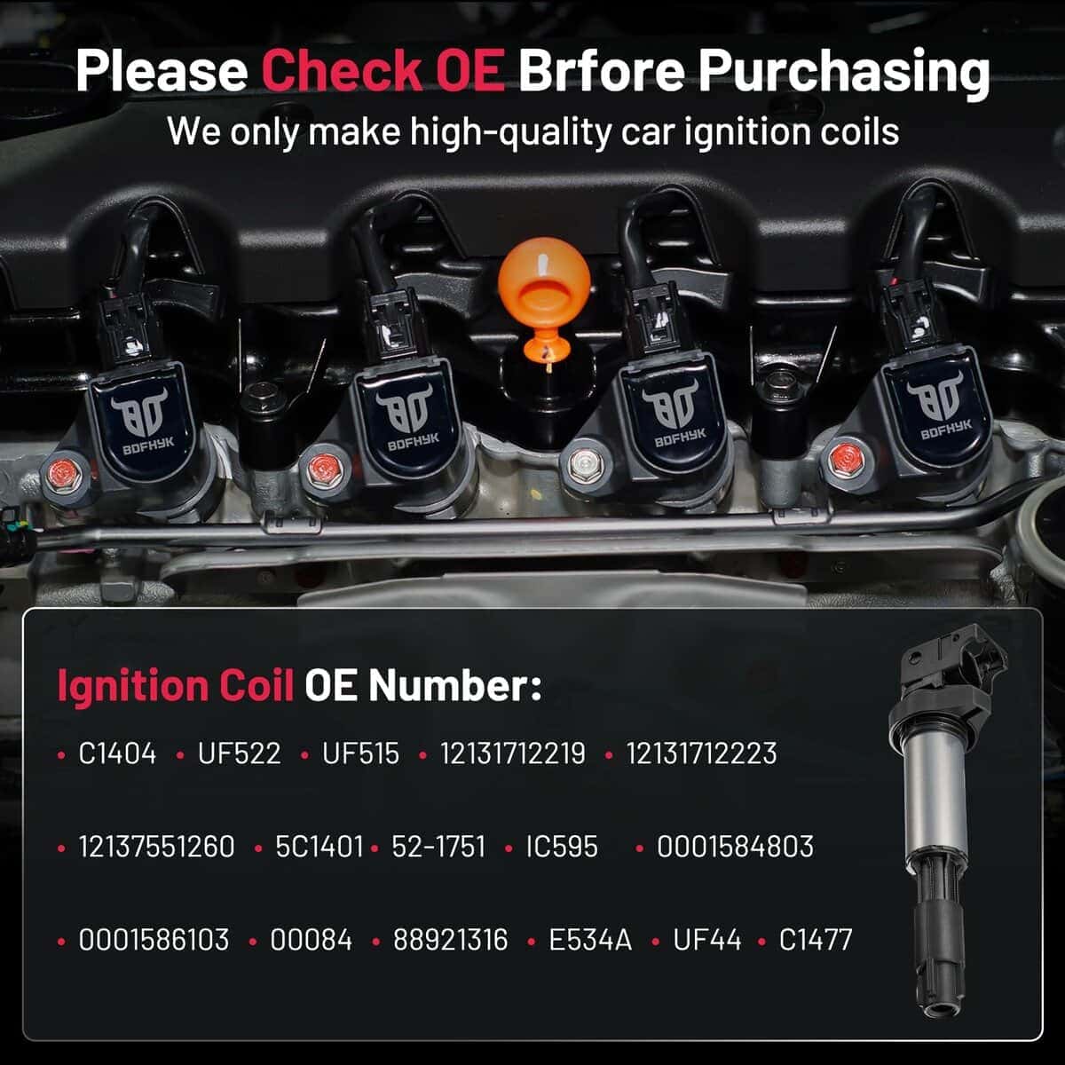 Paquetes de bobinas de encendido BDFHYK Compatible con BMW - Imagen 7