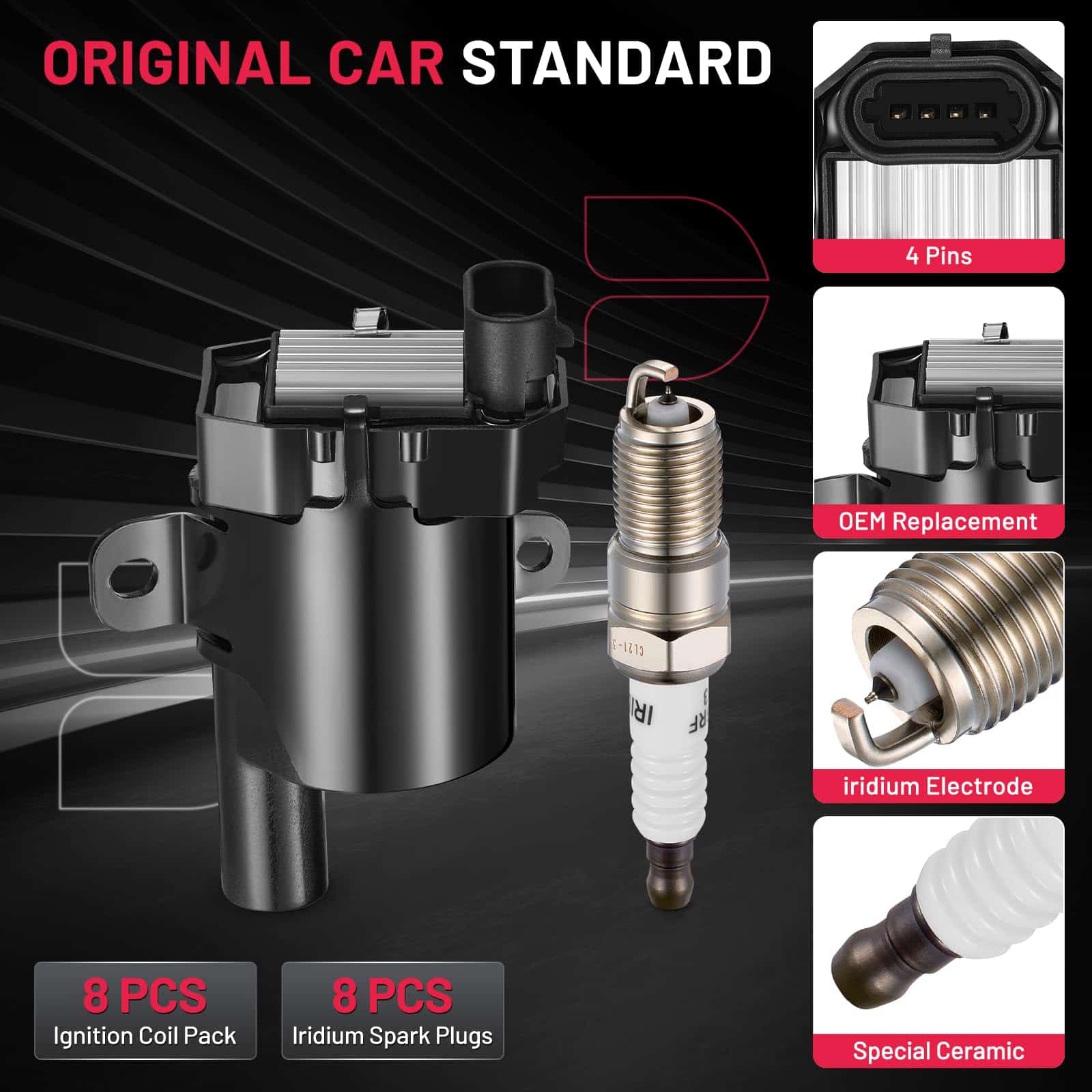 Paquete de 8 Bobinas de Encendido UF262 y 8 Bujías de - Imagen 5