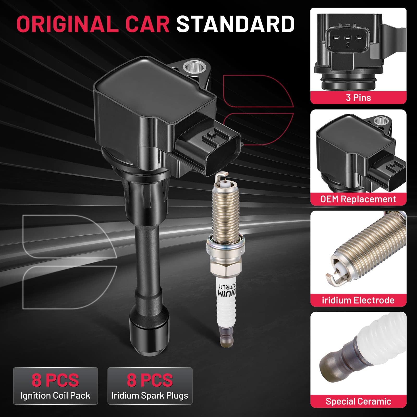 Paquete de 8 Bobinas de Encendido UF677 y 8 Bujías de - Imagen 5