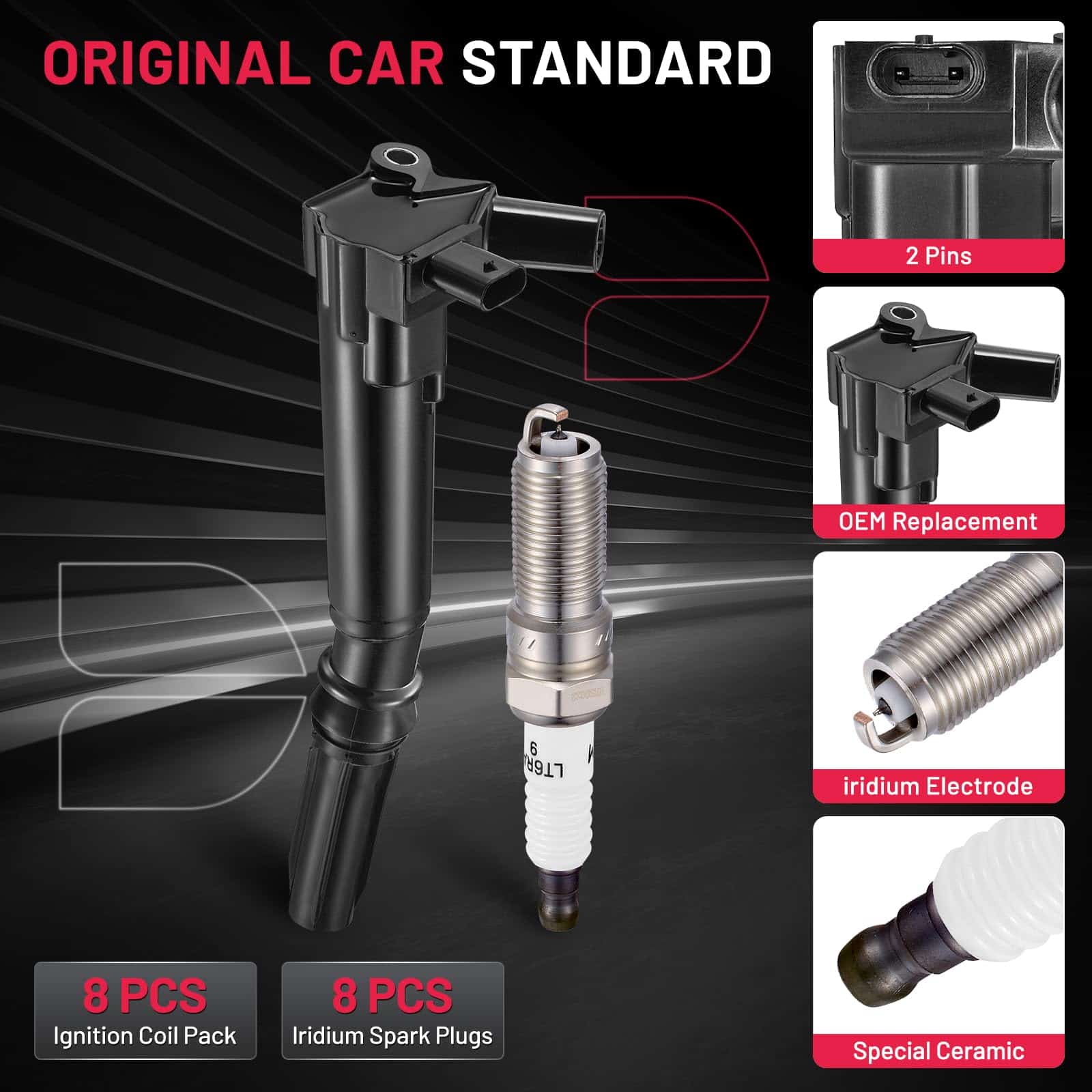 Paquete de 8 Bobinas de Encendido UF834 y 8 Bujías de - Imagen 5