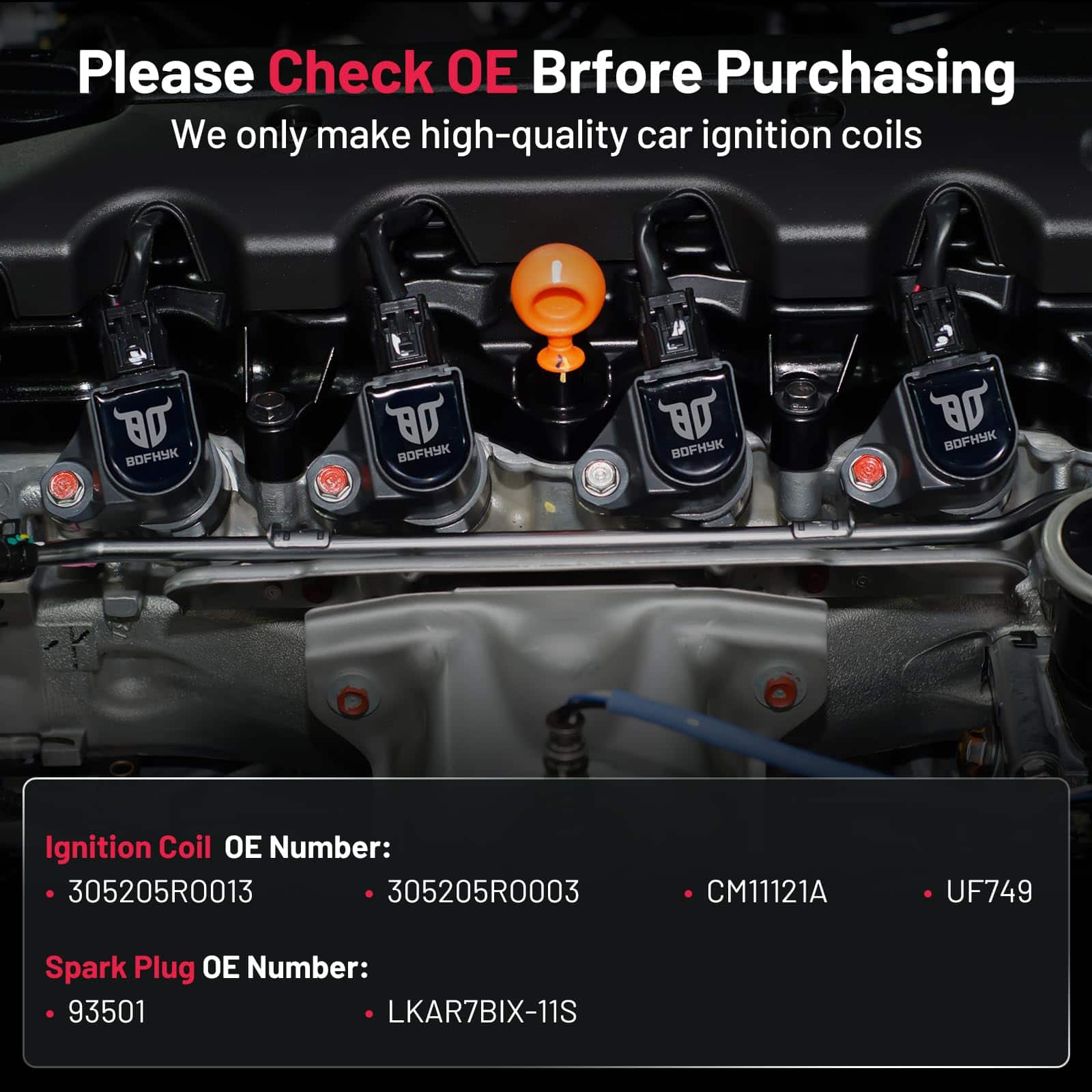 Paquete de 4 Bobinas de Encendido UF749 y 4 Bujías de - Imagen 6