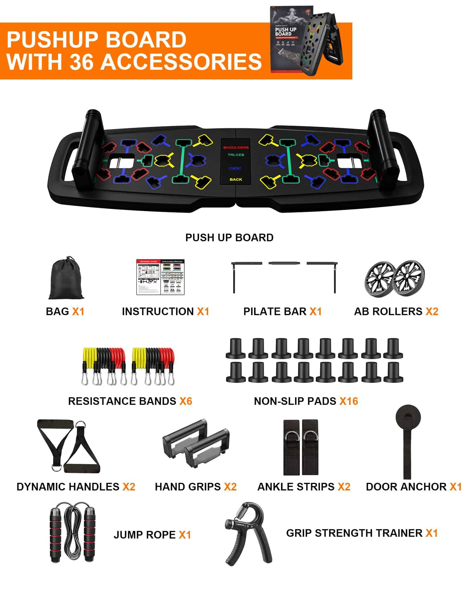 Hinsarcd 36IN1 Equipo de Ejercicio Portátil, Tabla de - Imagen 8