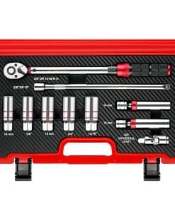 Juego de 10 Piezas de Llaves de Bujías de 3/8" con Llave de