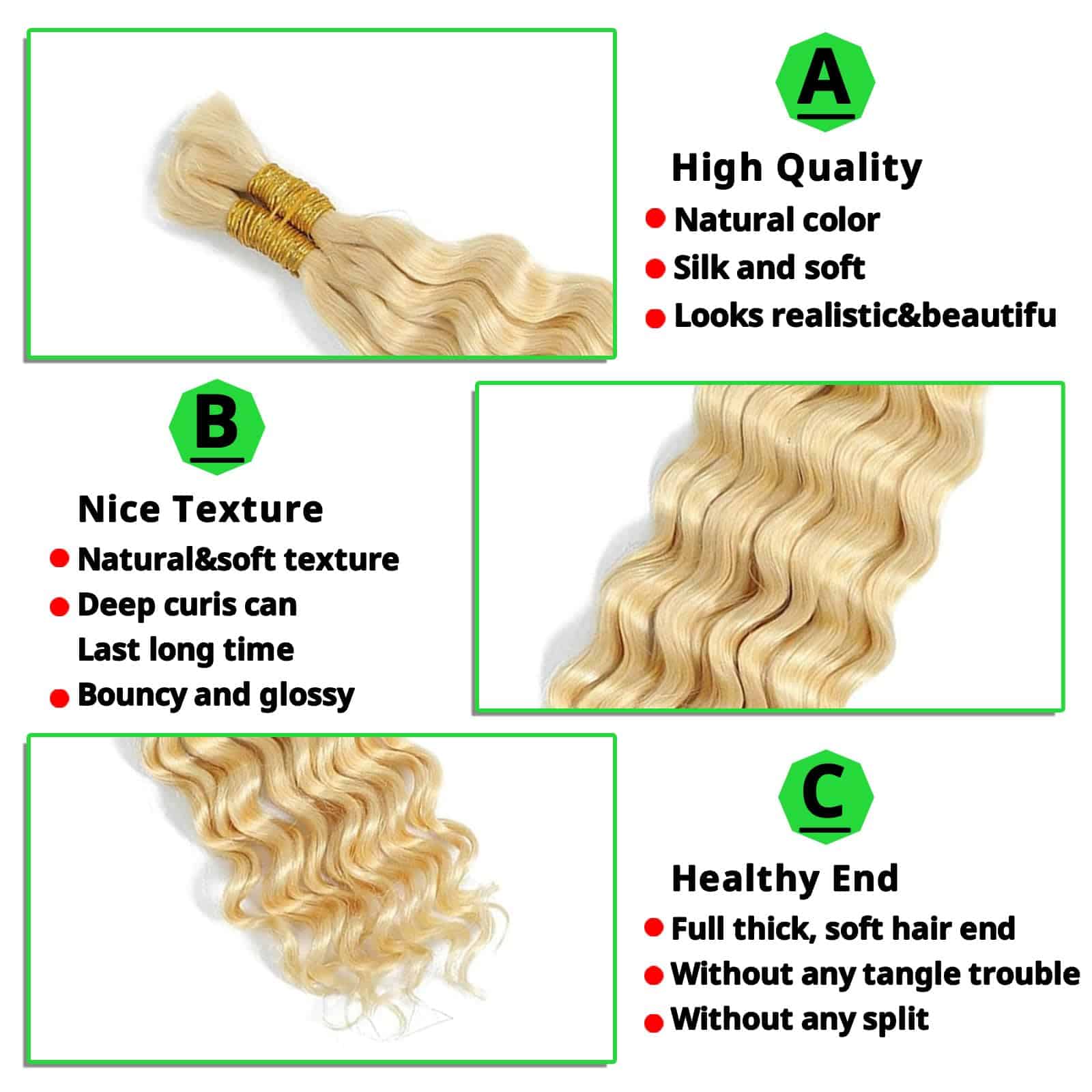 Cabello Humano para Trenzas 24 pulgadas, 1 Bundle, Rubia - Imagen 7
