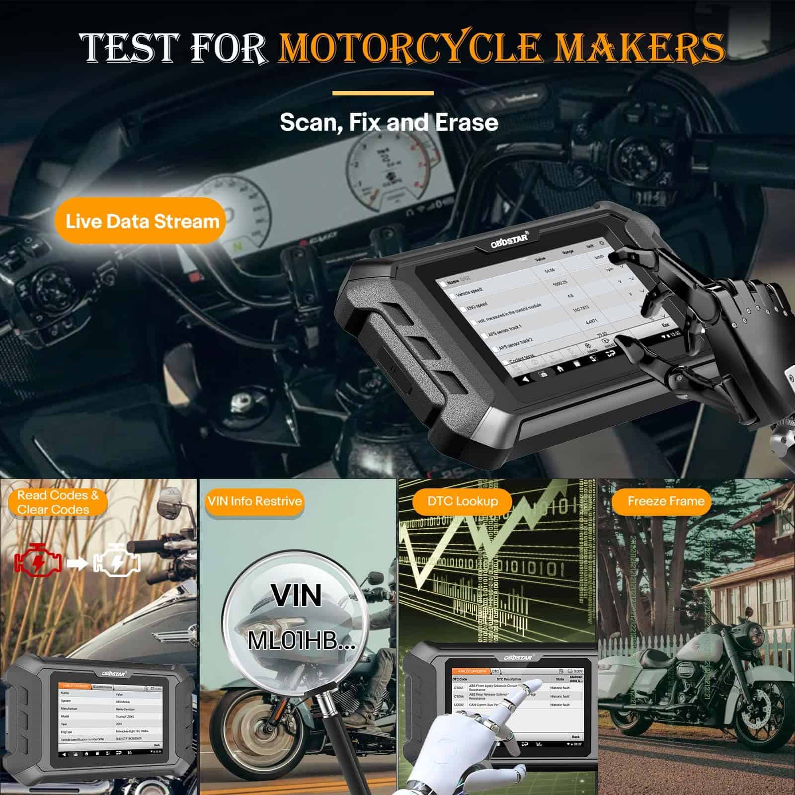 Herramienta de diagnóstico de moto OBDSTAR para sistema - Imagen 6