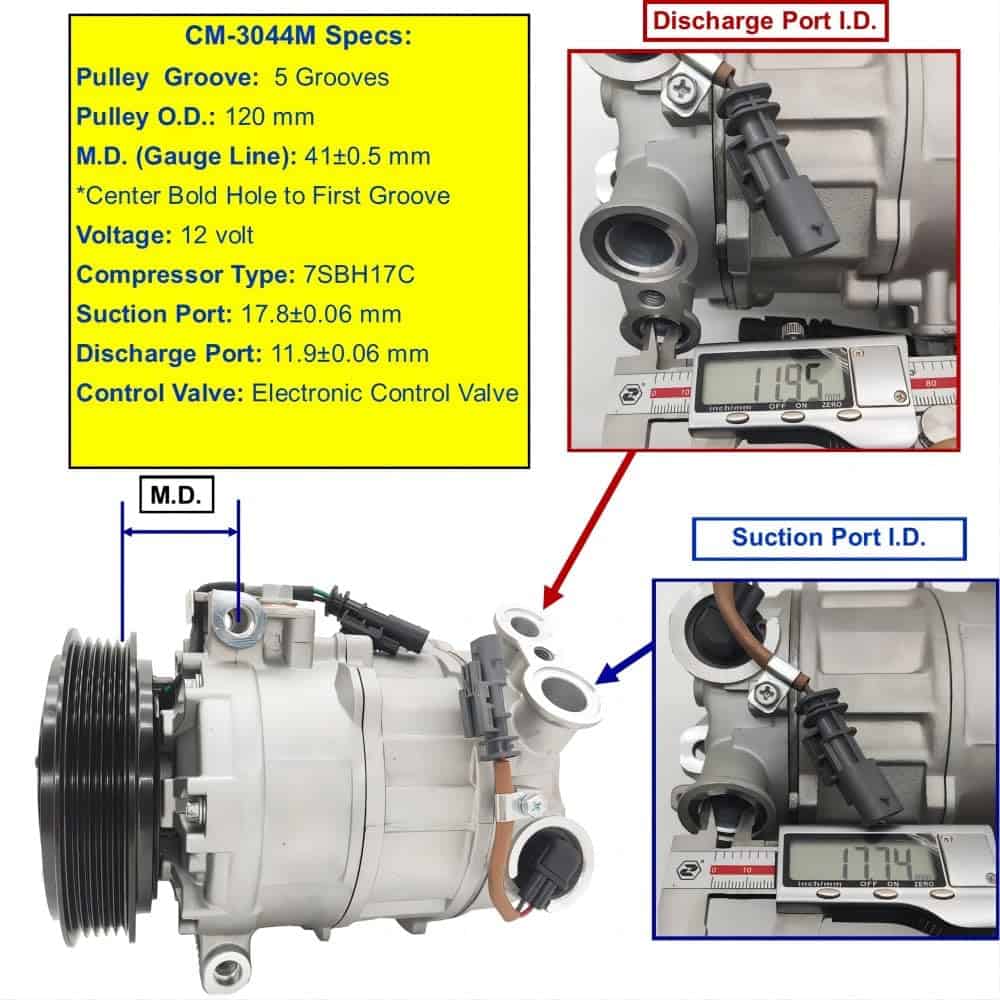 Nuevo Compresor de Aire Acondicionado Auto CM-3044M, GMC - Imagen 7