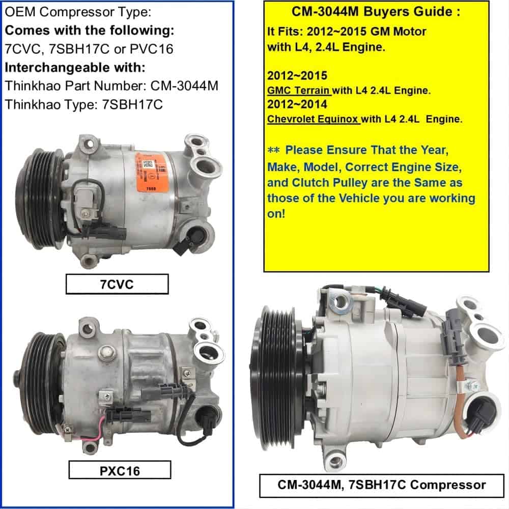 Nuevo Compresor de Aire Acondicionado Auto CM-3044M, GMC - Imagen 6