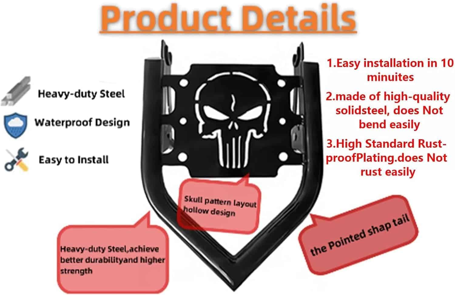 VPZMT Soporte de Equipaje Desmontable para Harley Street - Imagen 3