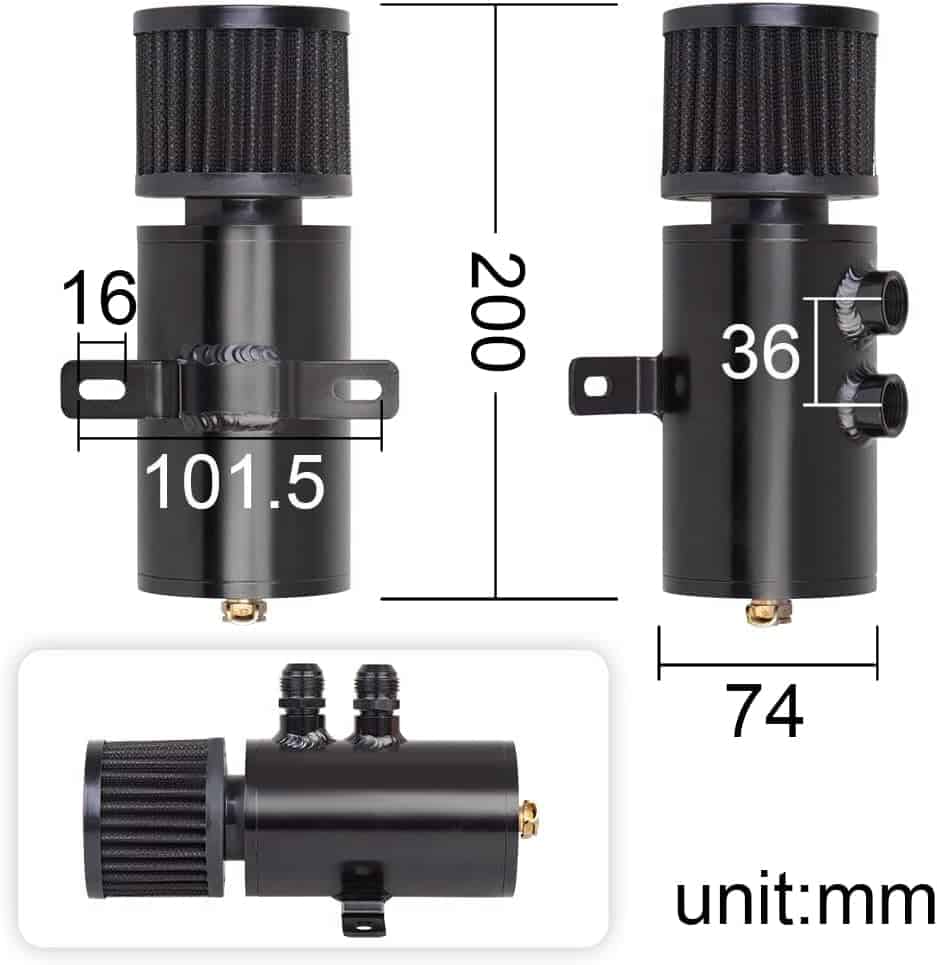 ZHSYMX 10AN Baffled Oil Catch Can con Filtro Respiradero 2 - Imagen 4