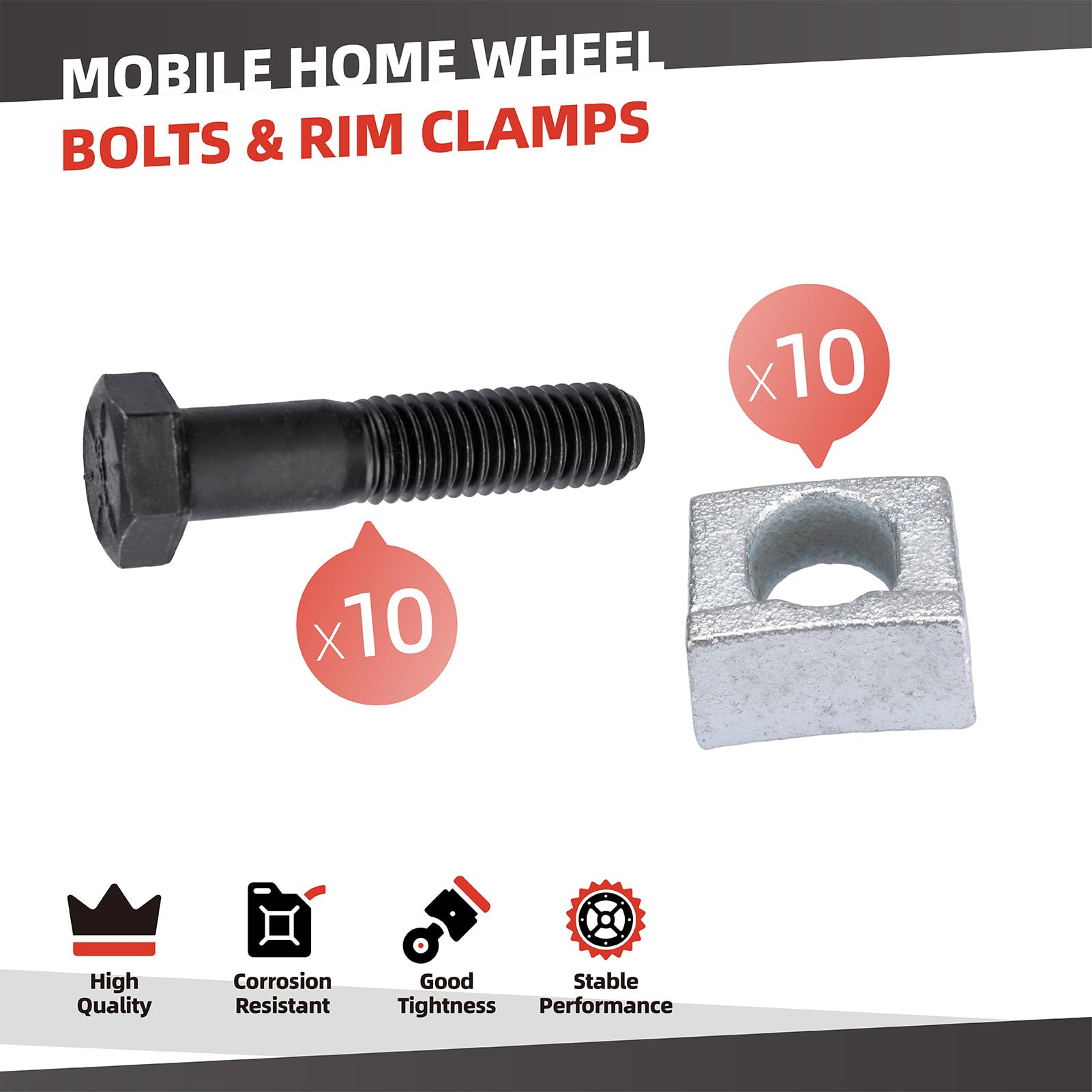 10 Pack de Pernos y Abrazaderas para Ruedas de Remolque - Imagen 6