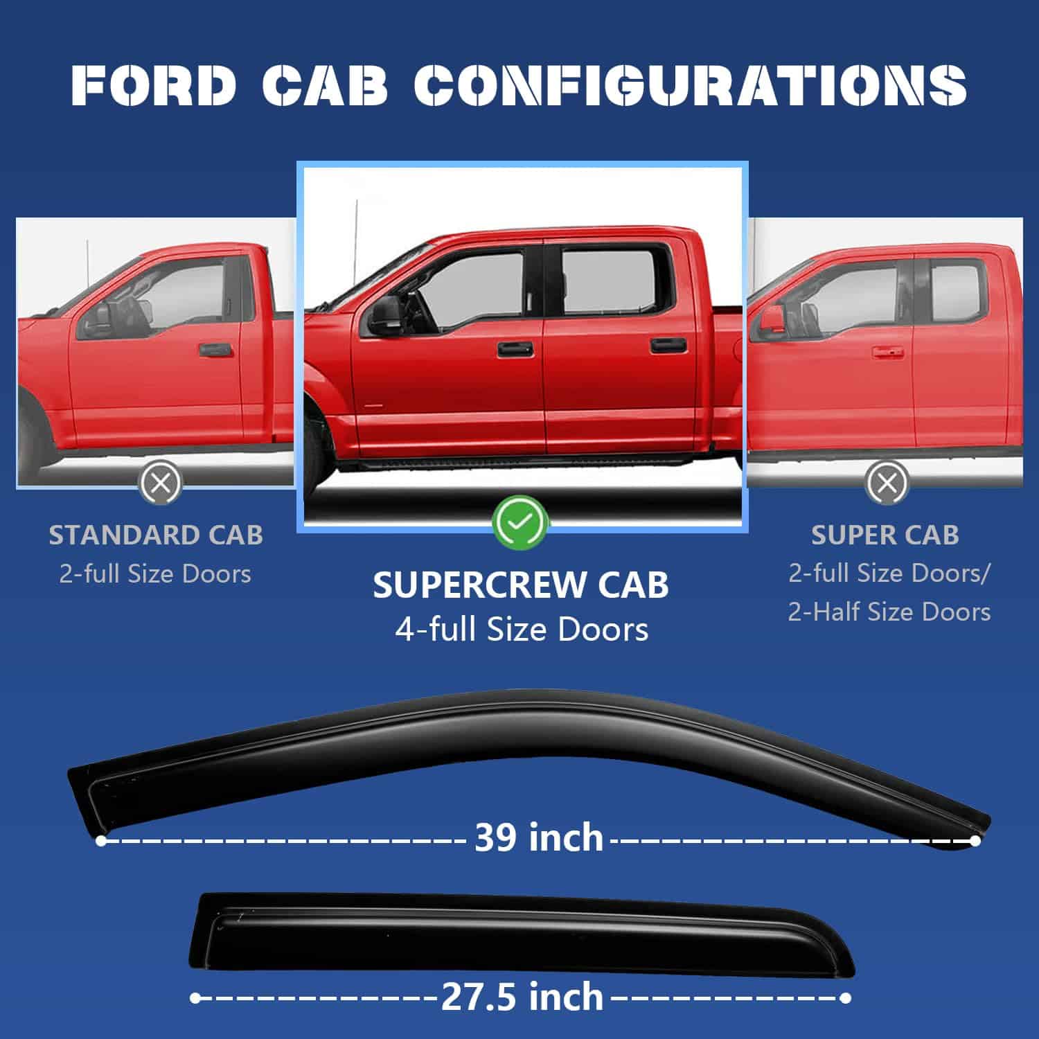 EIUHMOU Viseras de Ventanas Guardabarros para Ford F250 - Imagen 5