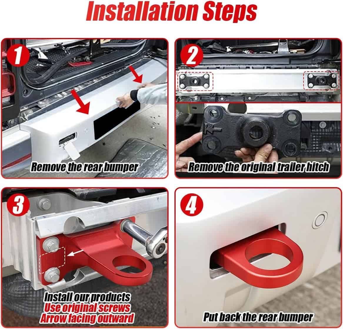 2PCS Gancho de Remolque para Parachoques Trasero Compatible - Imagen 7