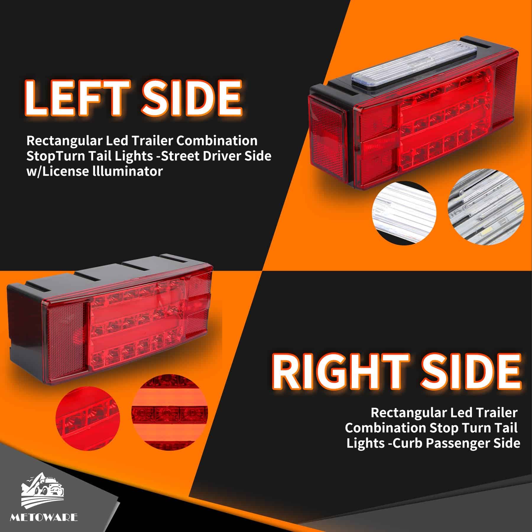 Juego de Luces LED Sumergibles para Remolque METOWARE 12V, - Imagen 6