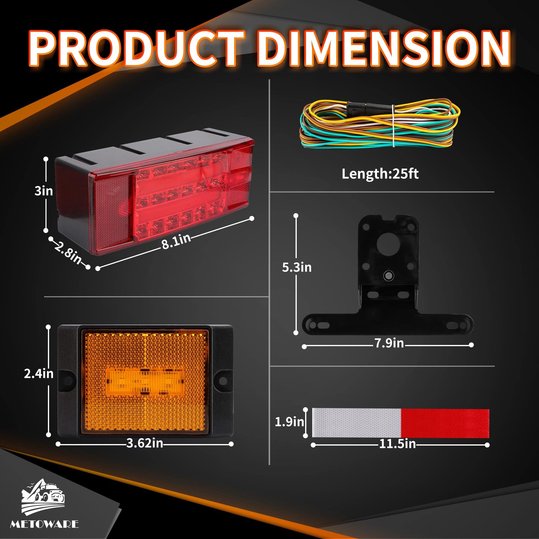 Juego de Luces LED Sumergibles para Remolque METOWARE 12V, - Imagen 3