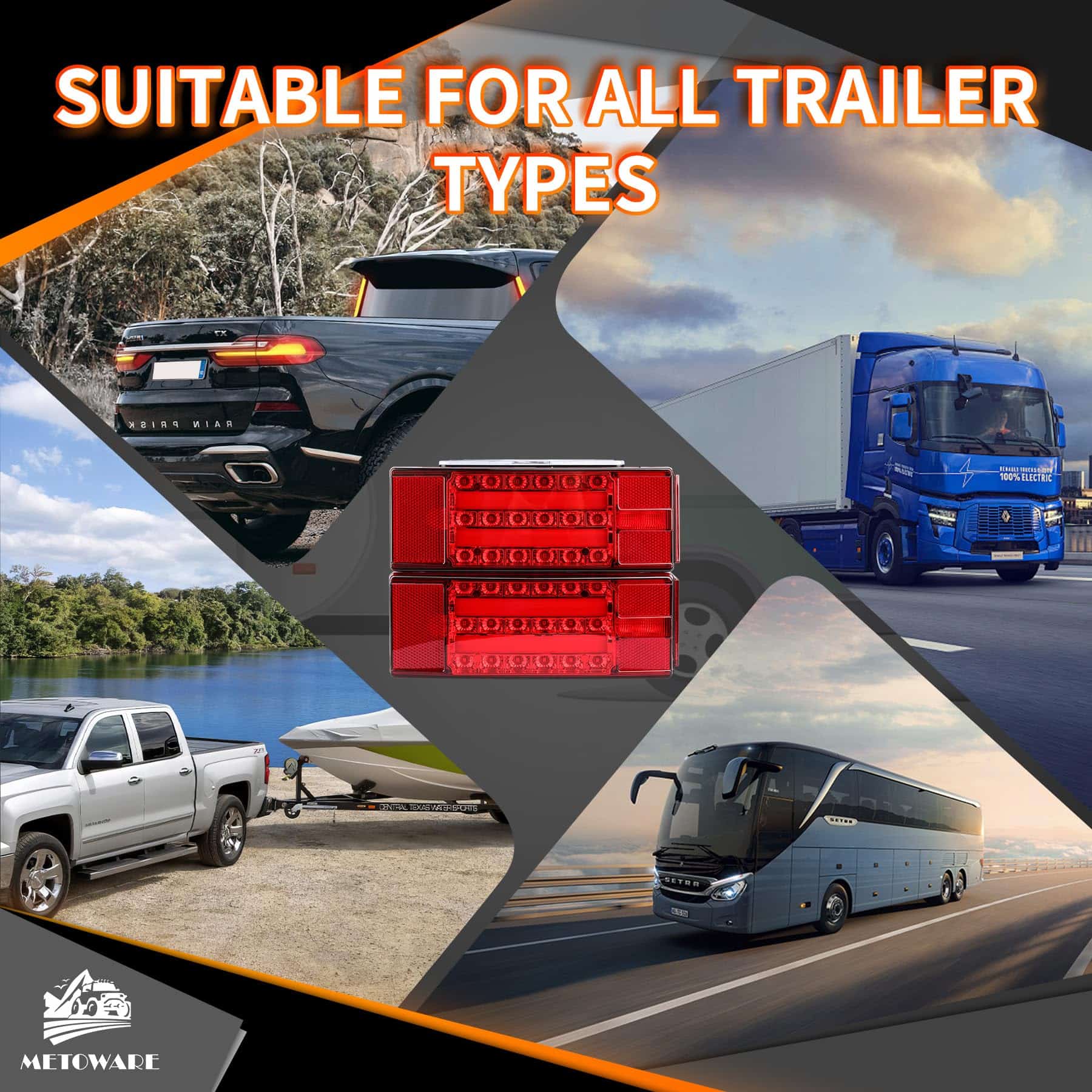 Juego de Luces LED Sumergibles para Remolque METOWARE 12V, - Imagen 8