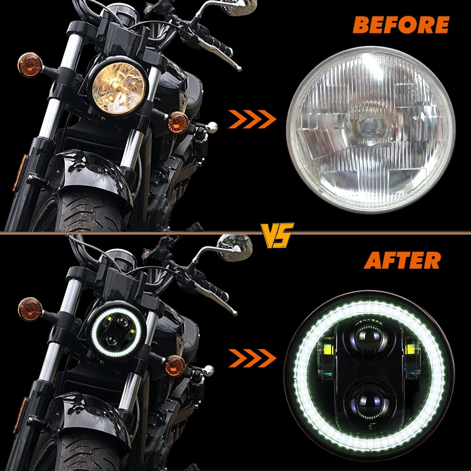 Faros delanteros LED de motocicleta PKEDUO 5.75 pulgadas, - Imagen 5