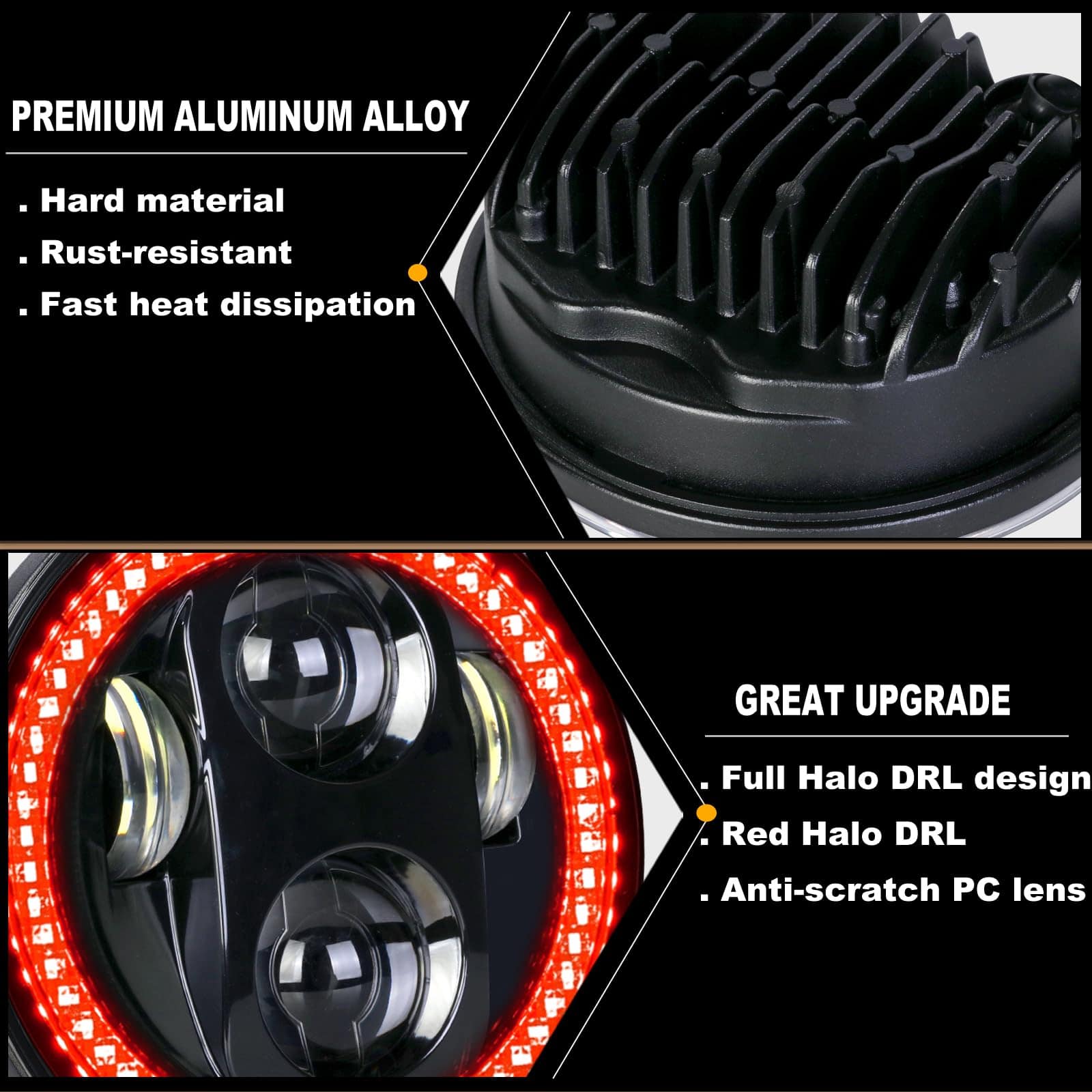 PKEDUO 5-3/4 5.75" Faro LED para Motocicleta con Halo - Imagen 3