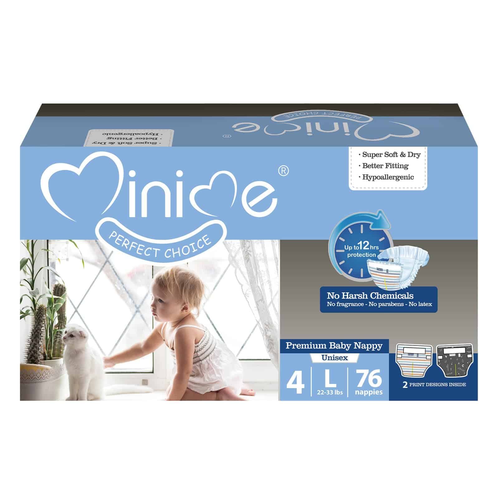 Pañales para Bebé Minime - Talla 4 (22-33 lbs), Grande, 76