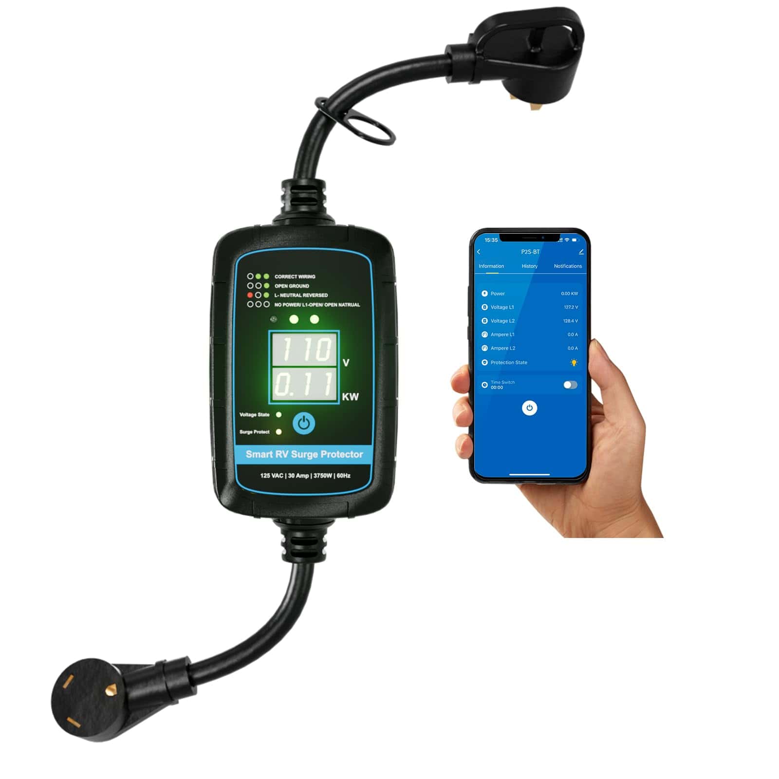 Protector de sobretensión inteligente P2 Bluetooth para RV