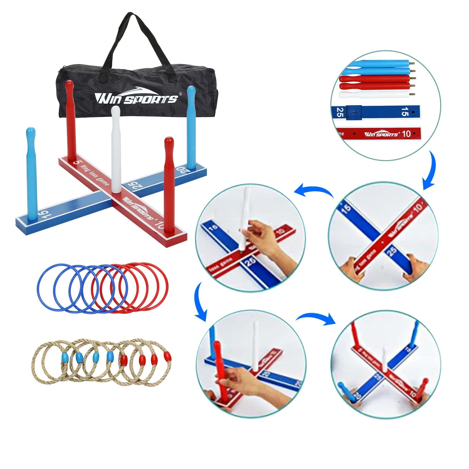 Juego de Anillo Lanzador de Madera Win SPORTS, Divertido - Imagen 7