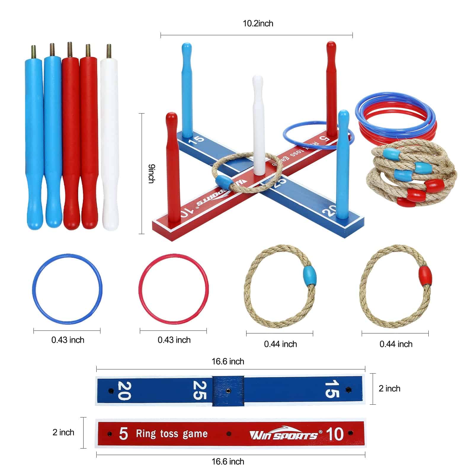 Juego de Anillo Lanzador de Madera Win SPORTS, Divertido - Imagen 4