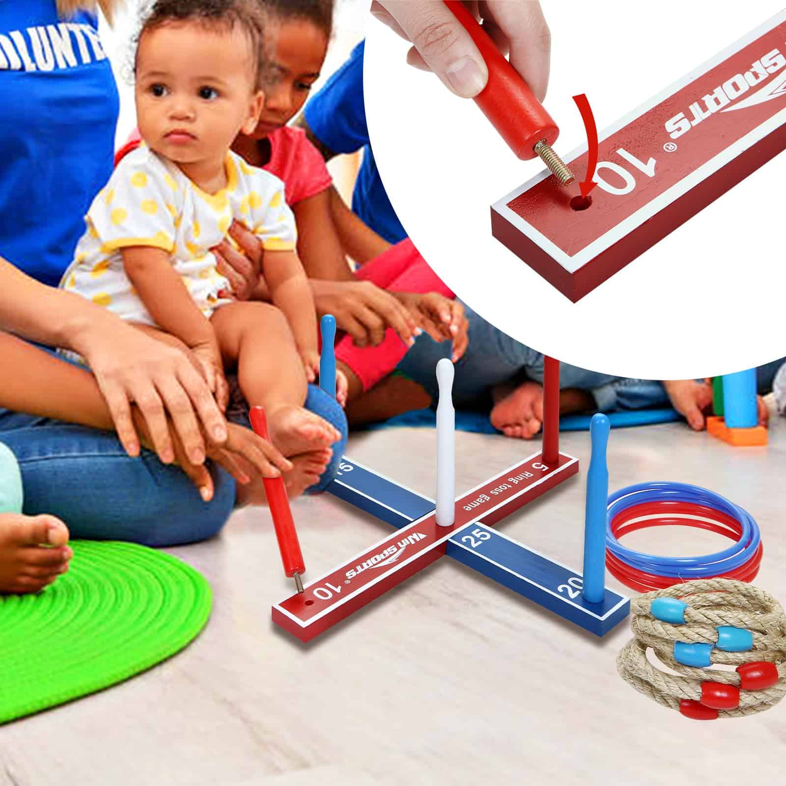 Juego de Anillo Lanzador de Madera Win SPORTS, Divertido - Imagen 5