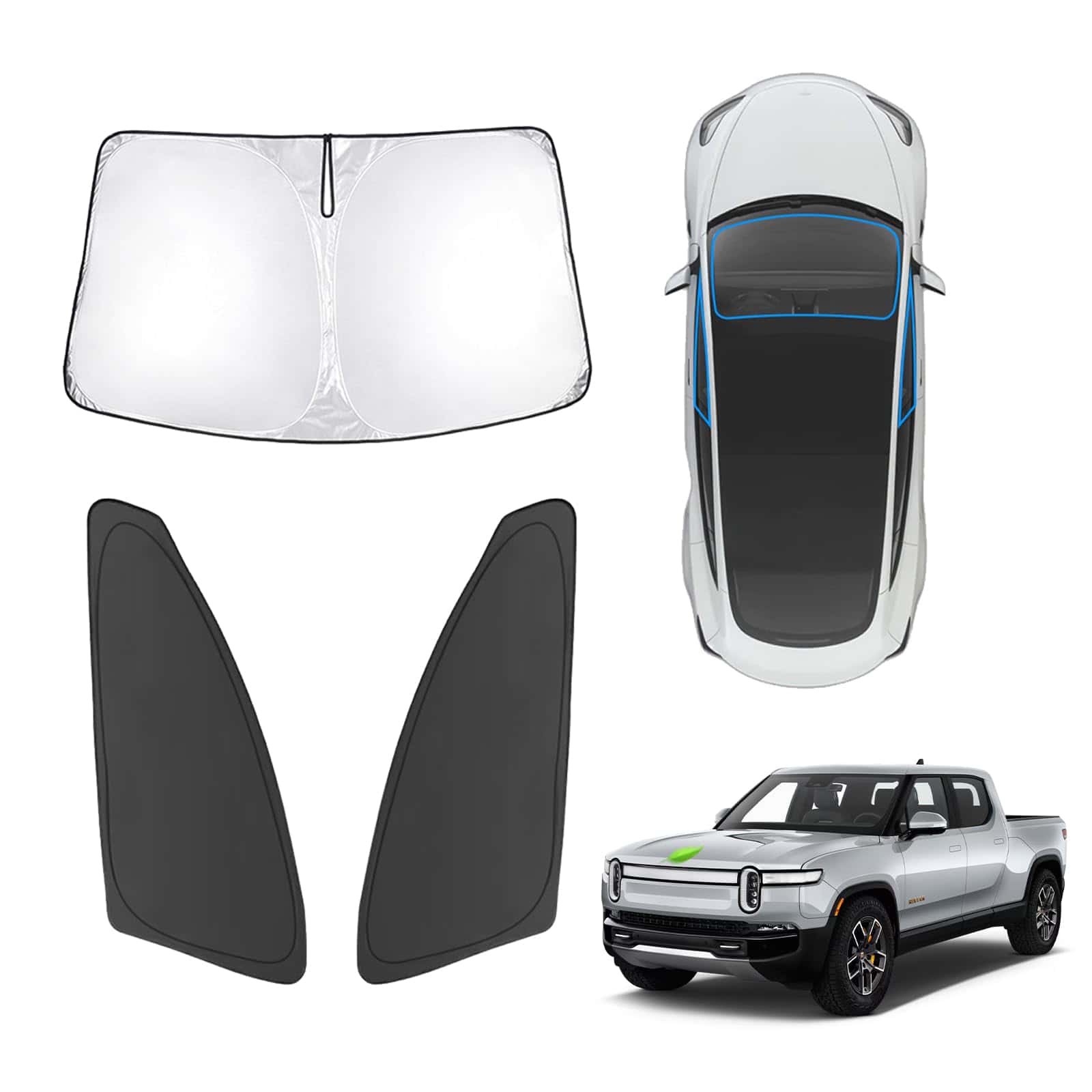 Karltys 3PCS Protector Solar para Parabrisas de Rivian R1T